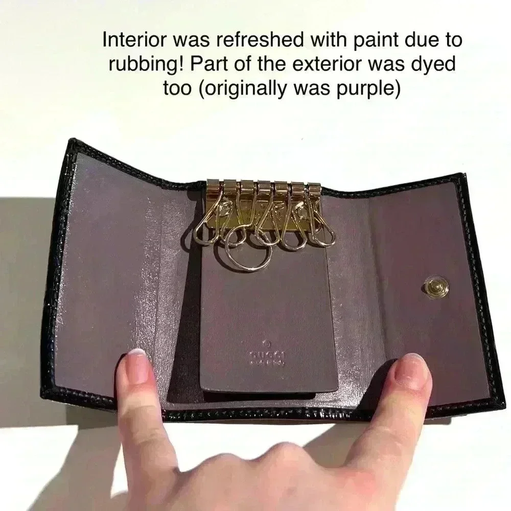 Gucci microssima key case patent leather